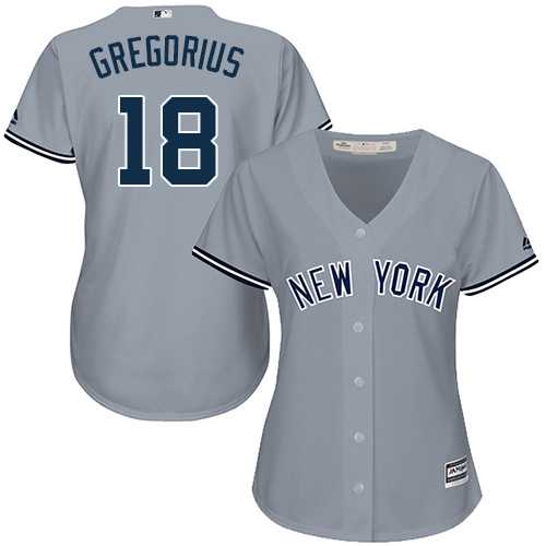Women's New York Yankees #18 Didi Gregorius Grey Road Stitched Baseball Jersey Women's New York Yankees #18 Didi Gregorius Grey Road Stitched Baseball Jersey