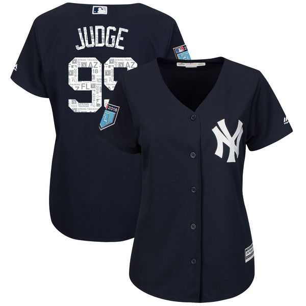 Women's New York Yankees #99 Aaron Judge Majestic Navy 2018 Spring Training Cool Base Player Jersey