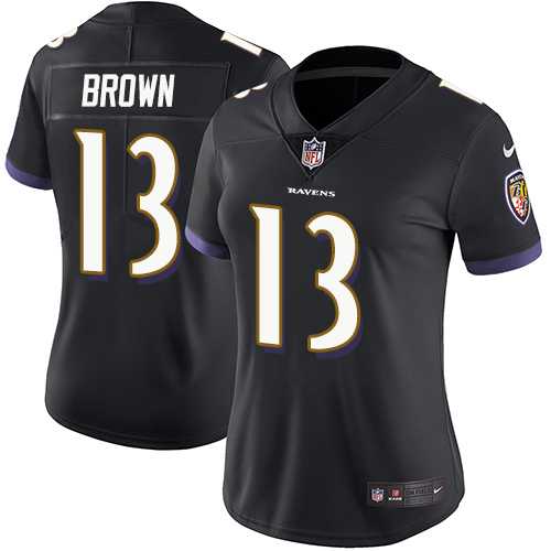 Women's Nike Baltimore Ravens #13 John Brown Black Alternate Stitched NFL Vapor Untouchable Limited Jersey