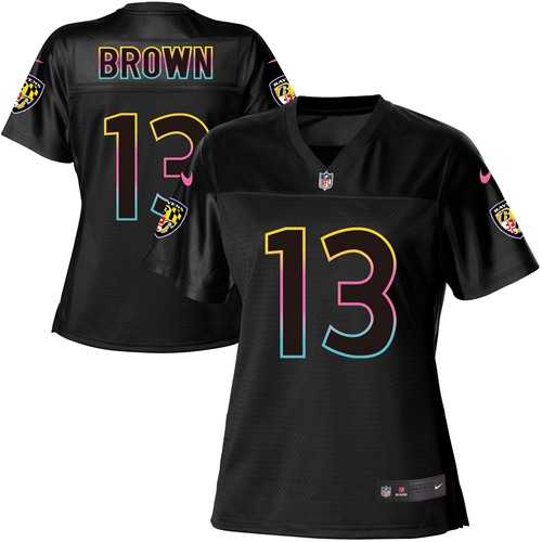 Women's Nike Baltimore Ravens #13 John Brown Black NFL Fashion Game Jersey