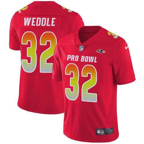 Women's Nike Baltimore Ravens #32 Eric Weddle Red Stitched NFL Limited AFC 2018 Pro Bowl Jersey