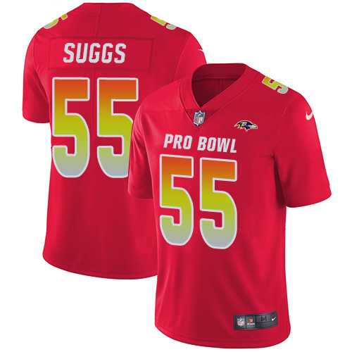 Women's Nike Baltimore Ravens #55 Terrell Suggs Red Stitched NFL Limited AFC 2018 Pro Bowl Jersey