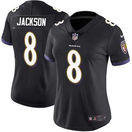 Women's Nike Baltimore Ravens #8 Lamar Jackson Black Alternate Stitched NFL Vapor Untouchable Limited Jersey