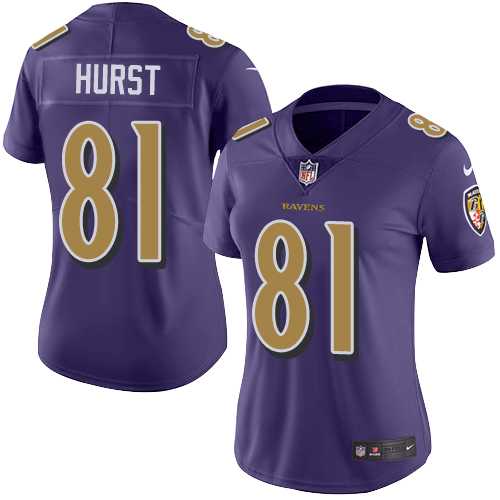 Women's Nike Baltimore Ravens #81 Hayden Hurst Purple Stitched NFL Limited Rush Jersey