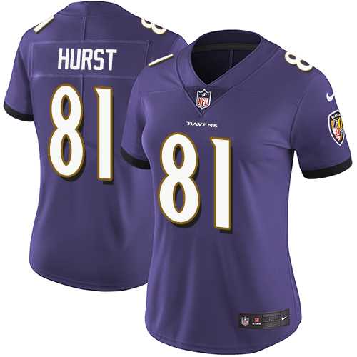 Women's Nike Baltimore Ravens #81 Hayden Hurst Purple Team Color Stitched NFL Vapor Untouchable Limited Jersey