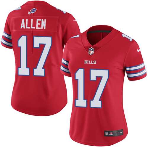 Women's Nike Buffalo Bills #17 Josh Allen Red Stitched NFL Limited Rush Jersey