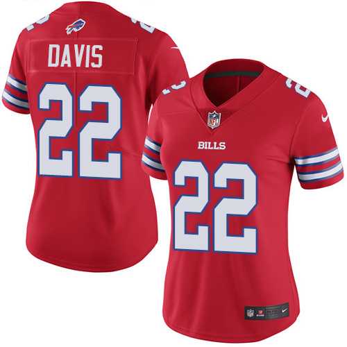 Women's Nike Buffalo Bills #22 Vontae Davis Red Stitched NFL Limited Rush Jersey