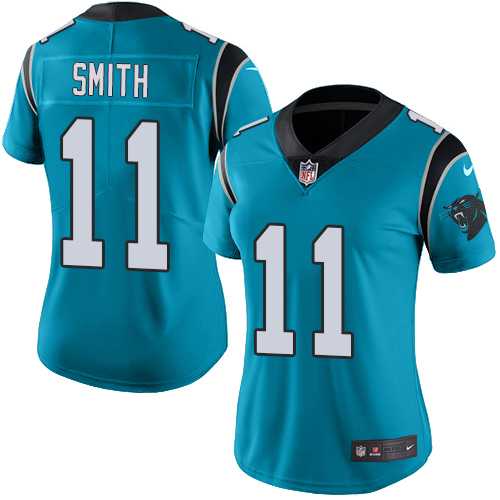 Women's Nike Carolina Panthers #11 Torrey Smith Blue Stitched NFL Limited Rush Jersey