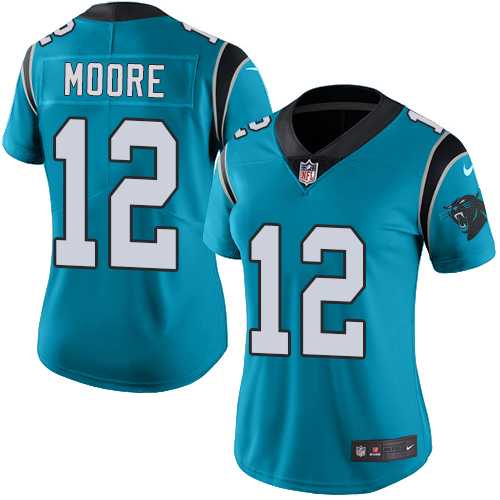 Women's Nike Carolina Panthers #12 DJ Moore Blue Alternate Stitched NFL Vapor Untouchable Limited Jersey