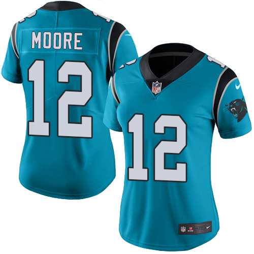 Women's Nike Carolina Panthers #12 DJ Moore Blue Stitched NFL Limited Rush Jersey