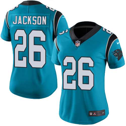 Women's Nike Carolina Panthers #26 Donte Jackson Blue Stitched NFL Limited Rush Jersey