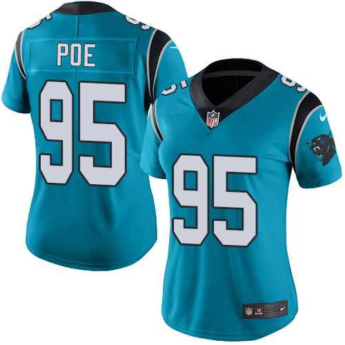 Women's Nike Carolina Panthers #95 Dontari Poe Blue Alternate Stitched NFL Vapor Untouchable Limited Jersey