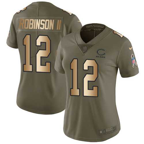 Women's Nike Chicago Bears #12 Allen Robinson II Olive Gold Stitched NFL Limited 2017 Salute to Service Jersey