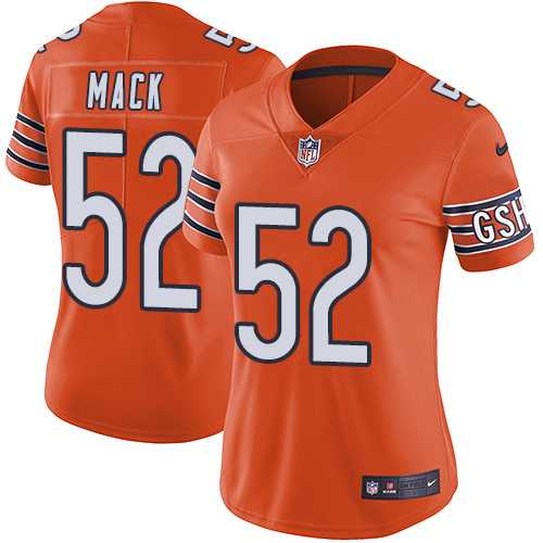 Women's Nike Chicago Bears #52 Khalil Mack Orange Stitched NFL Limited Rush Jersey