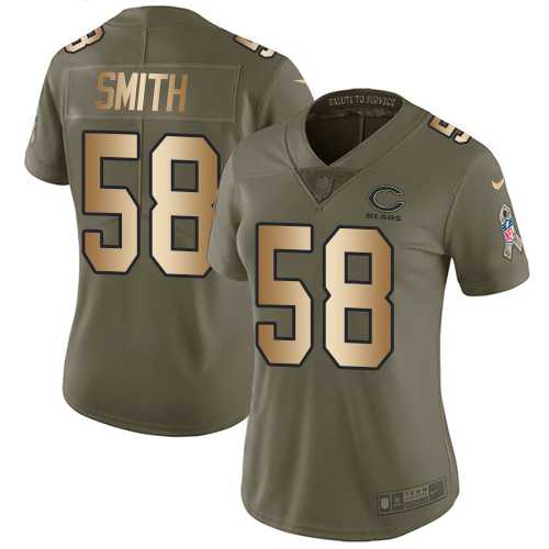 Women's Nike Chicago Bears #58 Roquan Smith Olive Gold Stitched NFL Limited 2017 Salute to Service Jersey