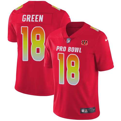 Women's Nike Cincinnati Bengals #18 A.J. Green Red Stitched NFL Limited AFC 2018 Pro Bowl Jersey