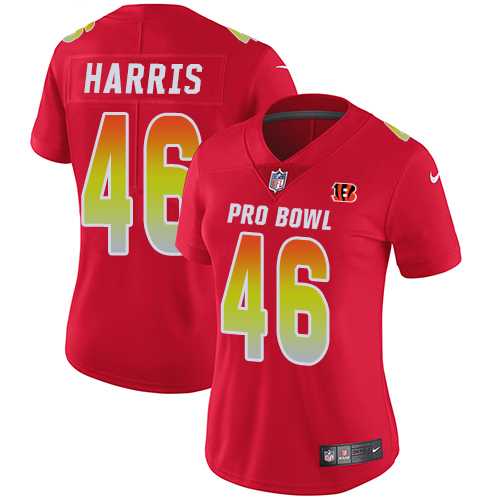 Women's Nike Cincinnati Bengals #46 Clark Harris Red Stitched NFL Limited AFC 2018 Pro Bowl Jersey