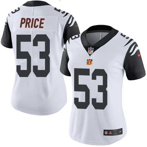 Women's Nike Cincinnati Bengals #53 Billy Price White Stitched NFL Limited Rush Jersey