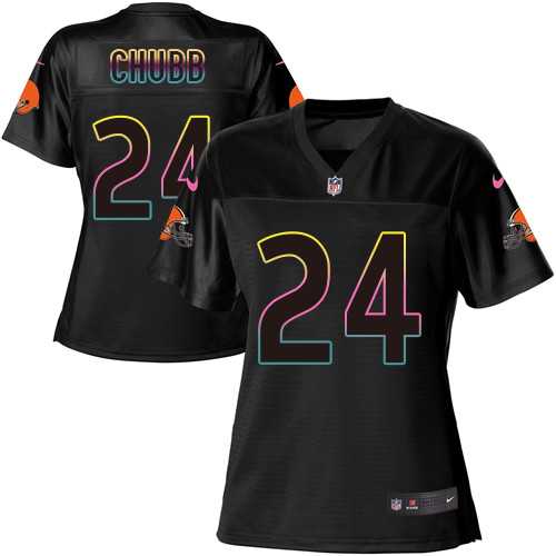 Women's Nike Cleveland Browns #24 Nick Chubb Black NFL Fashion Game Jersey