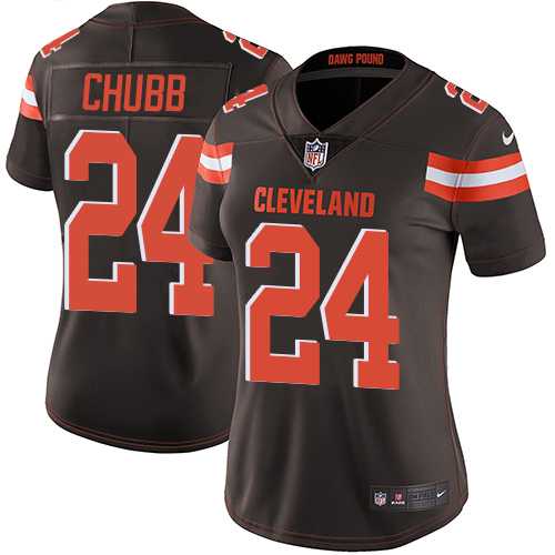 Women's Nike Cleveland Browns #24 Nick Chubb Brown Team Color Stitched NFL Vapor Untouchable Limited Jersey