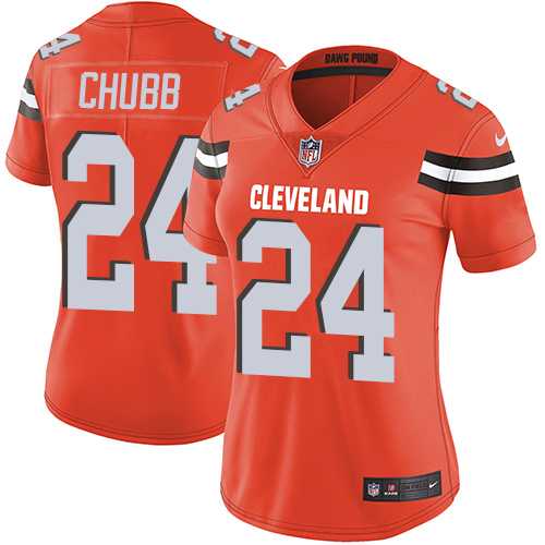 Women's Nike Cleveland Browns #24 Nick Chubb Orange Alternate Stitched NFL Vapor Untouchable Limited Jersey