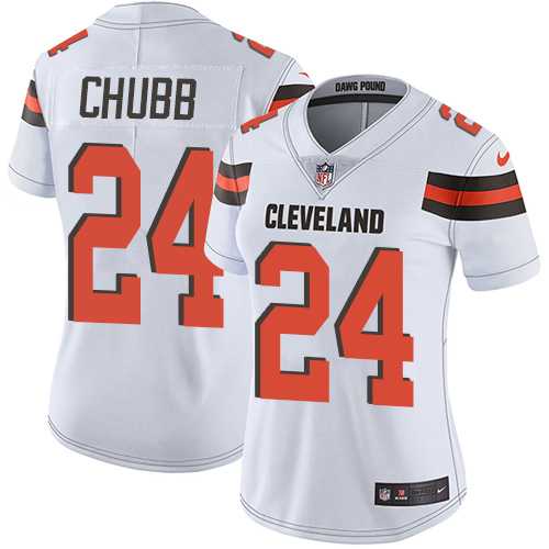 Women's Nike Cleveland Browns #24 Nick Chubb White Stitched NFL Vapor Untouchable Limited Jersey