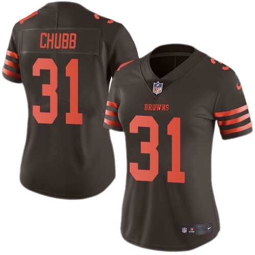 Women's Nike Cleveland Browns #31 Nick Chubb Brown Stitched NFL Limited Rush Jersey