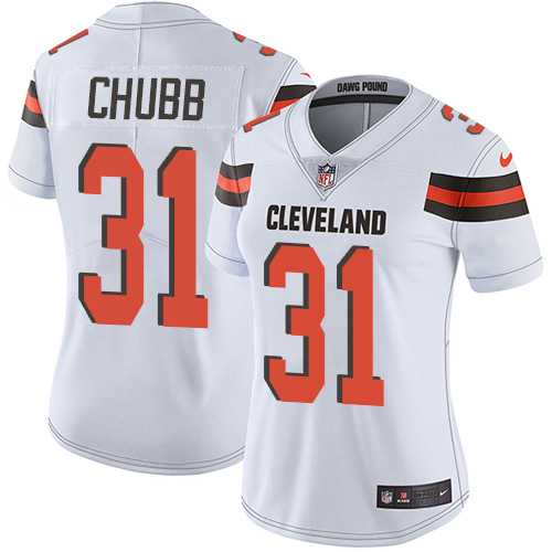 Women's Nike Cleveland Browns #31 Nick Chubb White Stitched NFL Vapor Untouchable Limited Jersey