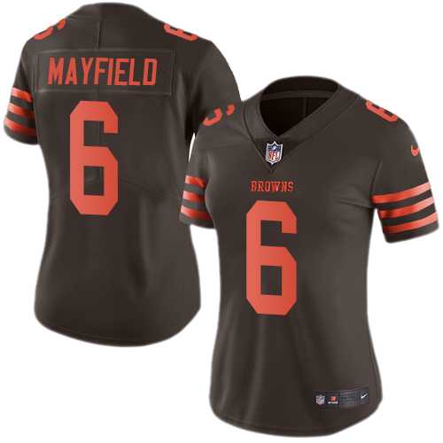 Women's Nike Cleveland Browns #6 Baker Mayfield Brown Stitched NFL Limited Rush Jersey