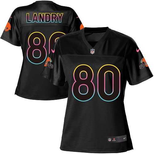 Women's Nike Cleveland Browns #80 Jarvis Landry Black NFL Fashion Game Jersey