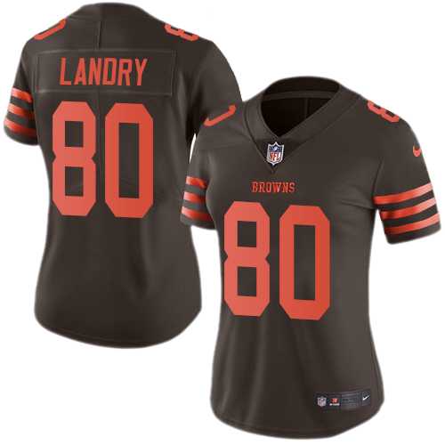 Women's Nike Cleveland Browns #80 Jarvis Landry Brown Stitched NFL Limited Rush Jersey