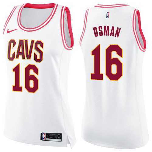 Women's Nike Cleveland Cavaliers #16 Cedi Osman White Pink NBA Swingman Fashion Jersey