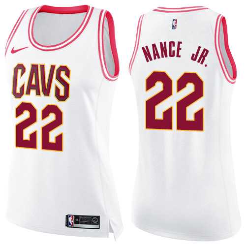 Women's Nike Cleveland Cavaliers #22 Larry Nance Jr. White Pink NBA Swingman Fashion Jersey