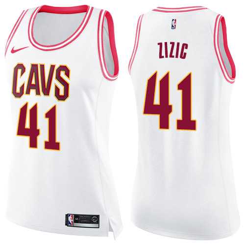 Women's Nike Cleveland Cavaliers #41 Ante Zizic White Pink NBA Swingman Fashion Jersey