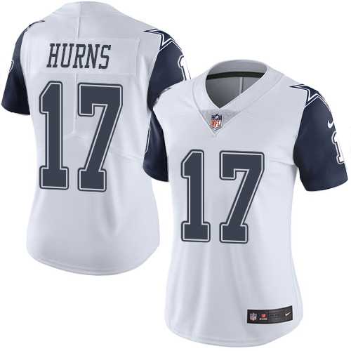 Women's Nike Dallas Cowboys #17 Allen Hurns White Stitched NFL Limited Rush Jersey