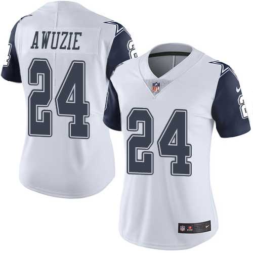 Women's Nike Dallas Cowboys #24 Chidobe Awuzie White Stitched NFL Limited Rush Jersey