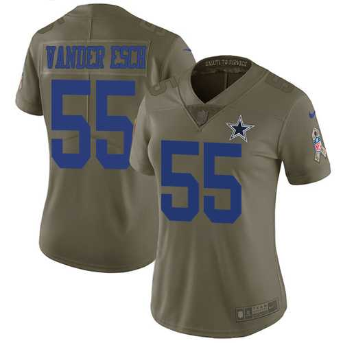 Women's Nike Dallas Cowboys #55 Leighton Vander Esch Olive Stitched NFL Limited 2017 Salute to Service Jersey