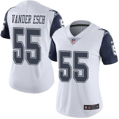 Women's Nike Dallas Cowboys #55 Leighton Vander Esch White Stitched NFL Limited Rush Jersey