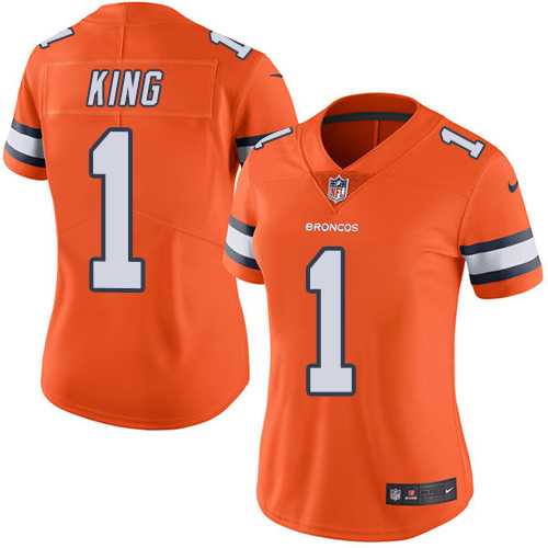 Women's Nike Denver Broncos #1 Marquette King Orange Stitched NFL Limited Rush Jersey