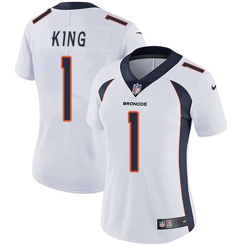 Women's Nike Denver Broncos #1 Marquette King White Stitched NFL Vapor Untouchable Limited Jersey