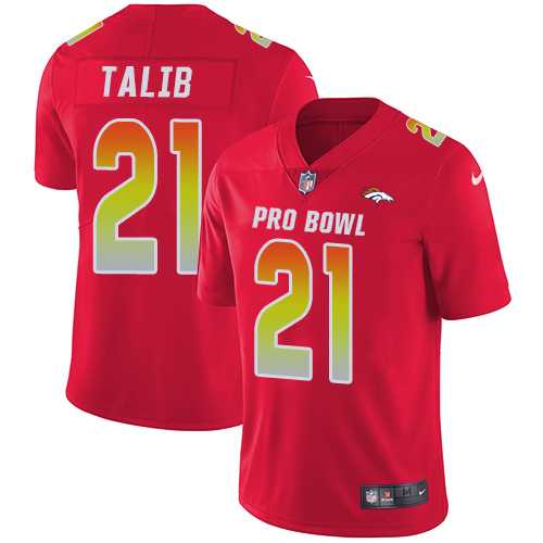 Women's Nike Denver Broncos #21 Aqib Talib Red Stitched NFL Limited AFC 2018 Pro Bowl Jersey