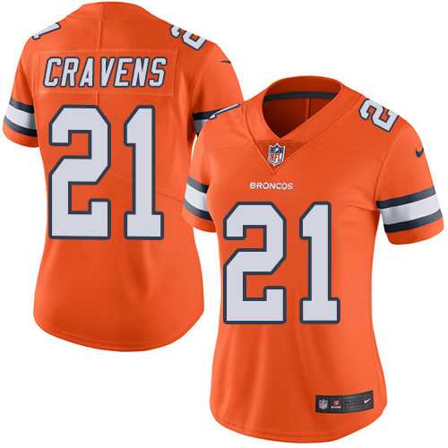 Women's Nike Denver Broncos #21 Su'a Cravens Orange Stitched NFL Limited Rush Jersey