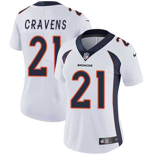 Women's Nike Denver Broncos #21 Su'a Cravens White Stitched NFL Vapor Untouchable Limited Jersey