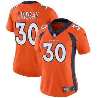 Women's Nike Denver Broncos #30 Phillip Lindsay Orange Team Color Stitched NFL Vapor Untouchable Limited Jersey