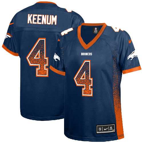 Women's Nike Denver Broncos #4 Case Keenum Blue Alternate Stitched NFL Elite Drift Fashion Jersey