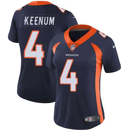 Women's Nike Denver Broncos #4 Case Keenum Blue Alternate Stitched NFL Vapor Untouchable Limited Jersey