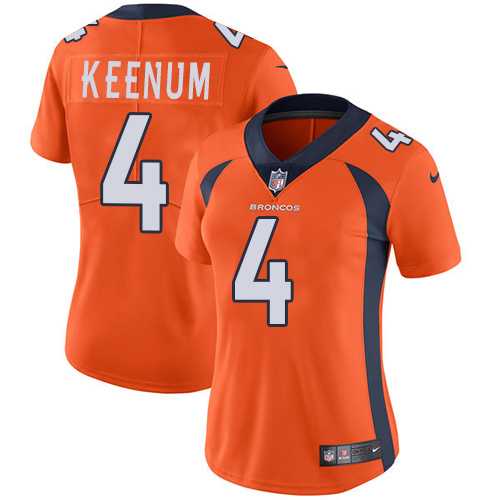 Women's Nike Denver Broncos #4 Case Keenum Orange Team Color Stitched NFL Vapor Untouchable Limited Jersey