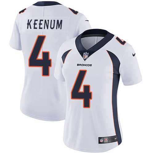 Women's Nike Denver Broncos #4 Case Keenum White Stitched NFL Vapor Untouchable Limited Jersey