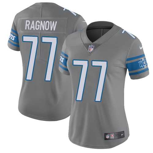 Women's Nike Detroit Lions #77 Frank Ragnow Gray Stitched NFL Limited Rush Jersey