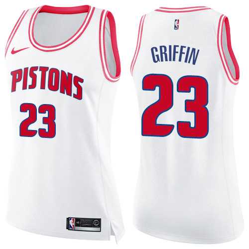 Women's Nike Detroit Pistons #23 Blake Griffin White Pink NBA Swingman Fashion Jersey